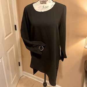 Alfani Black Tunic with cool silver O sleeve detail.  Small
